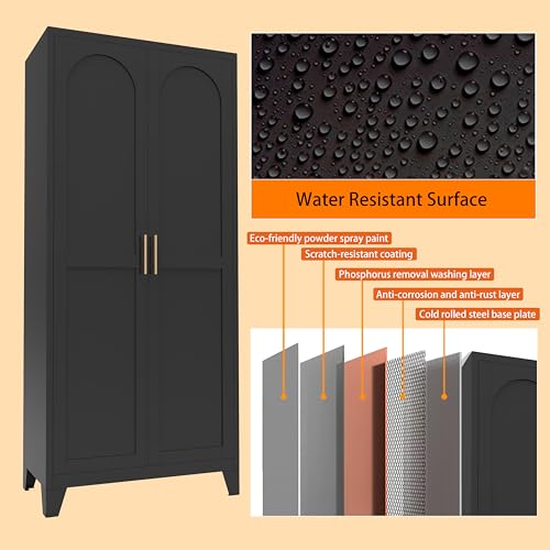 71'' Tall Metal Garage Storage Cabinet with Doors (71''Black) | Cabinets, Adjustable Shelves, Heavy Duty Steel Pantry File Cabinet for Home Office, Kitchen ,School, Utility - color: 71''black