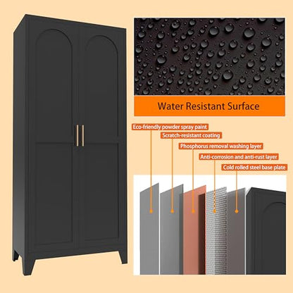 71'' Tall Metal Garage Storage Cabinet with Doors (71''Black) | Cabinets, Adjustable Shelves, Heavy Duty Steel Pantry File Cabinet for Home Office, Kitchen ,School, Utility - color: 71''black