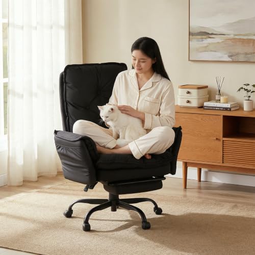 Bestier High Back Executive Chair with Flip-Up Armrests Wheel, Black Velvet - color: Black Velvet