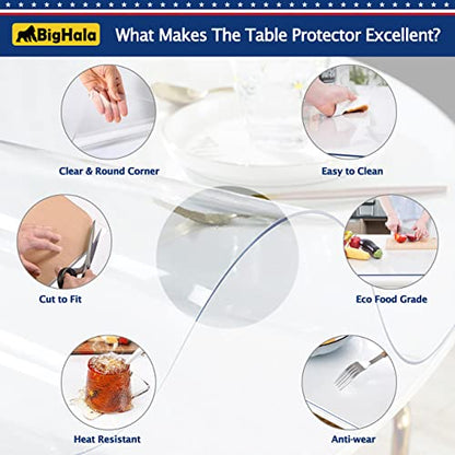 Round Clear Plastic Table Protector Cover Pad Thick Wipeable PVC Vinyl Tablecloth Furniture PVC Protective Desktop Liner Cover Waterproof Dining Tabletop Protection Desk Top Pad 36 Inch Diameter Round - color: New Version Round Shape Clear, size: 36" x 36