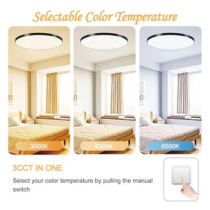LED Flush Mount Ceiling Light 12 Inch 36W, 3000K-6500K Super Bright LED Ceiling Lights for Bedroom Living Room Kitchen Office, Easy Install, Ultra Thin Round White Black Modern Ceiling Light Fixtures - color: 12 inch Ceiling Light Kit