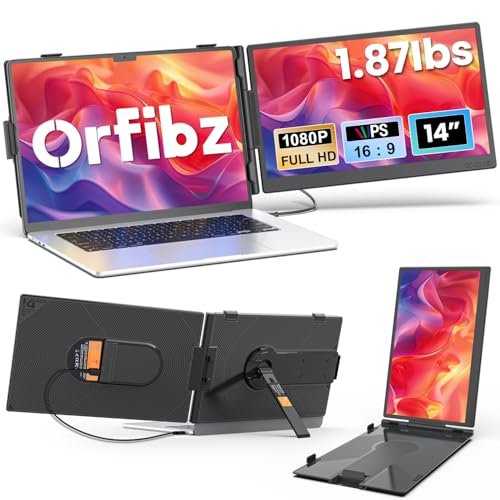 Laptop Screen Extender 1.87lbs Ultra-Portable & Ultra Slim, 14.2" FHD 1080P Dual Portable Monitor for 14"-17.3" Laptop, Plug & Play Travel Monitor Extender Compatible with Wins/Mac/Chrome/Android - color: 14.2" Black