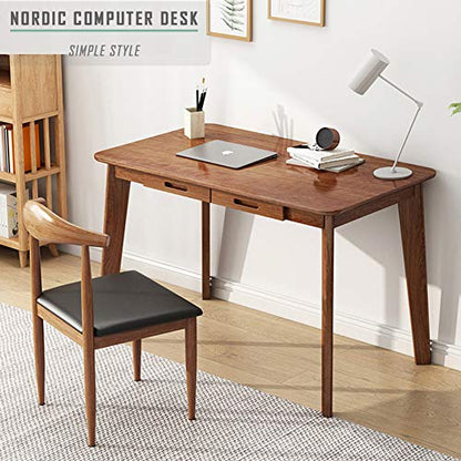 IOTXY Solid Wood Writing Desk - Home Office Laptop Computer Table, Walnut - color: Walnut, size: 100CM