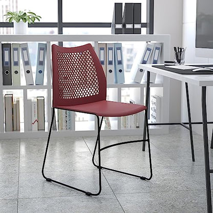Flash Furniture Hercules Stack Chair with Air-Vent Back, Burgundy | Sled Base, Powder Coated, 661 LBS. Weight Capacity - color: Burgundy, size: Set of 1
