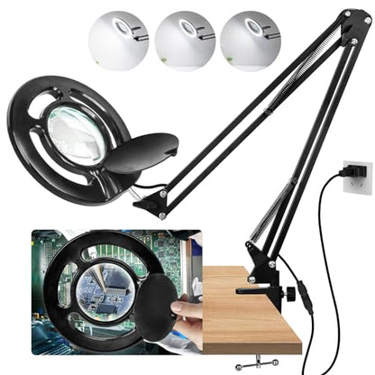 HITTI 2200 Lumens 12X Long Magnifying Glass with Light and Stand - color: Black