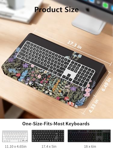 2-in-1 Ergonomic Keyboard Stand with Wrist Rest, Flower - color: Black Flower