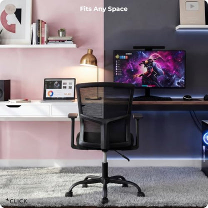Click365 Ergonomic Office Chair with Lumbar Support, Mid-Back Mesh Chair - color: M120/Black