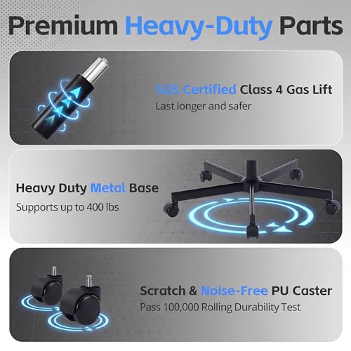 Desk Computer Gaming Chair - Ergonomic Game Office Chair with Extended Footrest and Massage Lumbar Support, Home Gamer Video Game Chairs with Spring Cushion for Adults (Pro Black Fabric) - color: Pro Black Fabric