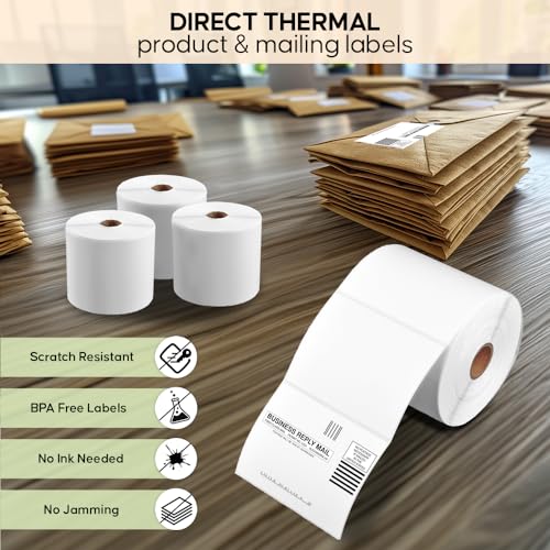 Arkscan 4x3 Thermal Labels - 850 Direct Thermal Shipping & Barcode Labels per Roll for Zebra, Rollo & Arkscan Label Printers, 4 x 3 Inch - size: 4 x 3", 1 Roll