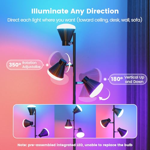 SIBRILLE 36W LED Tree Floor Lamp with Remote for Living Room Bedroom - color: RGB (Red, Green, Blue)