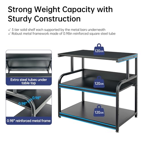 Fannova 32.3"x18.9" Extra Large Printer Stand with Adjustable Storage Shelf - color: Black, size: 32.3"W x 18.9"D x 32.1"H