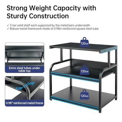 Fannova 32.3"x18.9" Extra Large Printer Stand with Adjustable Storage Shelf - color: Black, size: 32.3"W x 18.9"D x 32.1"H