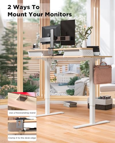 FiCiHi 40x24 Inch Electric Standing Desk, 2 Drawers, Adjustable Height Desk - color: Maple, size: 40"x24" (Standard)