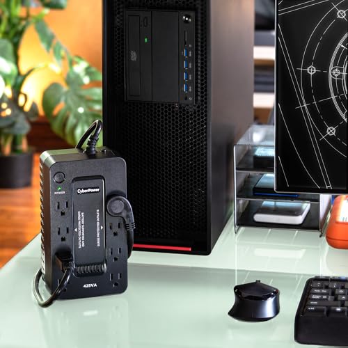 CyberPower ST425 Standby UPS Battery Backup and Surge Protector | 425VA/260W, 8 Outlets, Compact, UL Certified - size: 425VA, style: Compact
