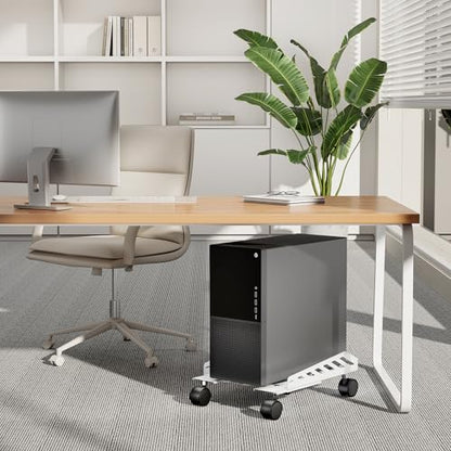 PEGZONE Adjustable PC Stand for Floor Ventilated CPU Cart,White - color: White