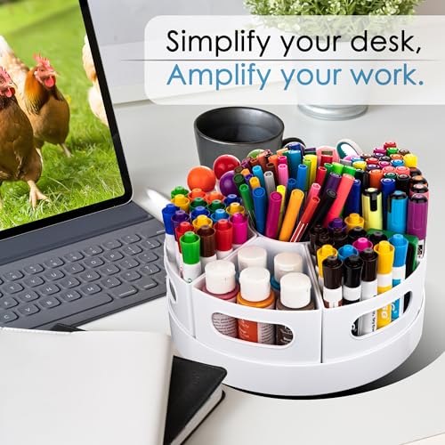 CraftGenes Rotating Art Supply Organizer, 7 Removable Compartments, White - color: White