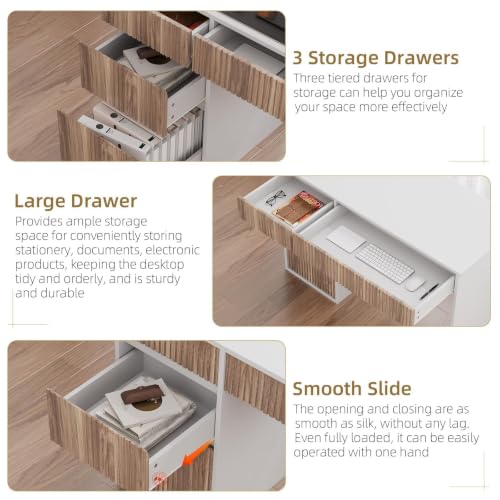 4 EVER WINNER White Desk with Drawers, 48 Inch Computer Desk with Storage - color: White, size: 48 Inch