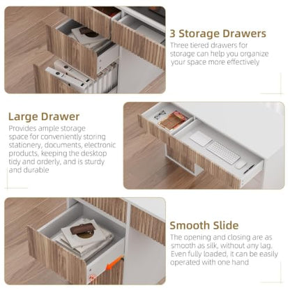 4 EVER WINNER White Desk with Drawers, 48 Inch Computer Desk with Storage - color: White, size: 48 Inch