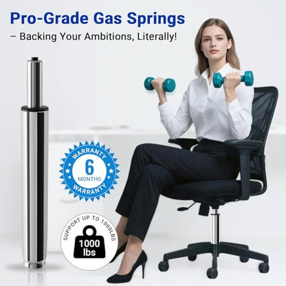14-22 Inches Extra Long Office Chair Cylinder, TOP-Activated - color: Polished Steel, size: 8‘’ Height Range