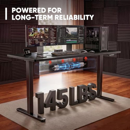 Furmax 55 Inches Electric Height Adjustable Standing Desk Home Office Desk - color: Black, size: 55 Inch