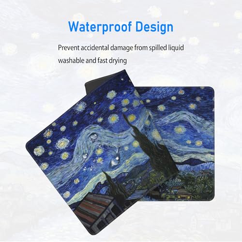 Starry Night Gaming Desk Mat,Large Van Gogh Art Mouse Pad,31.5x12 in | XL Extended Post-Impressionism Art Decor Mousepad,Stitched Edges & Micro Woven Cloth Washable Keyboard Mat,80x30cm - color: Starry Night