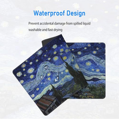Starry Night Gaming Desk Mat,Large Van Gogh Art Mouse Pad,31.5x12 in | XL Extended Post-Impressionism Art Decor Mousepad,Stitched Edges & Micro Woven Cloth Washable Keyboard Mat,80x30cm - color: Starry Night