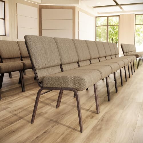 Flash Furniture HERCULES Series 21''W Stacking Church Chair in Beige Fabric - Copper Vein Frame - color: Beige Fabric/Copper Vein Frame, size: Set of 1