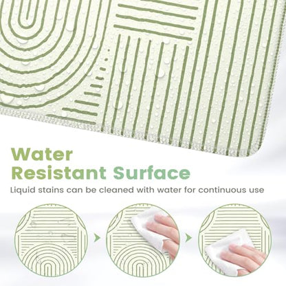 iCasso Green Desk Matt for Desktop, Cute Desk Pad Mat, Green - color: Line-Green