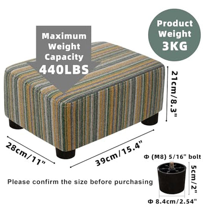CAROLMADE Small Foot Stool Ottoman Footstool with Legs Under Desk Footrest for Living Room Bedroom and Office,Linen-Stripe Green - color: Stripe Green, size: 11"d X 15.4"w X 8.3"h