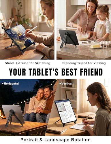 Magnetic Phone Stand & Foldable Laptop Riser, Matte Black Multi-Device Aluminum Desk Mount, N52 MagSafe Tripod Grip for Travel Office, Ergonomic Elevator for MacBook, iPad & iPhone - color: Black
