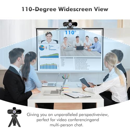 Gozvrpus USB HD Webcam with Built-in Microphone and Rotatable Tripod, 1080P Video, Wide Angle Camera, Privacy Cover, for Desktop PC or Laptop Computer （Grey）