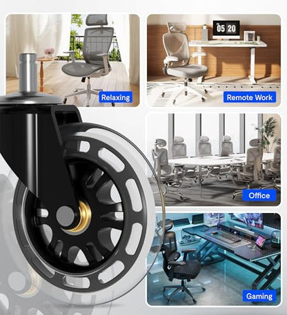 FLEXISPOT Heavy-Duty Office Chair Casters, 3", Set of 5