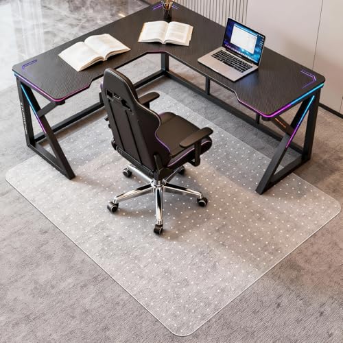 Vicwe Office Chair Mat for Carpeted Floors, 58"X44" Chair Mats with Studs | Large Carpet Protector Floor Mats for Low and No Pile Carpet, Easy Glide Computer Desk Chair Mat for Home & Office, Clear - color: Clear, size: 58" x 44" (for low-pile carpet)