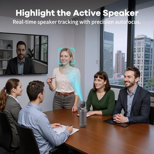 KanDao Meeting Pro 360-degree Video Conference Camera with Microphones and Speakers, AI Tracking, Smart Zooming, Automatic Focus, 4-in-one Standalone Meeting Room Camera System, Wi-fi/HDMI/USB - color: Black