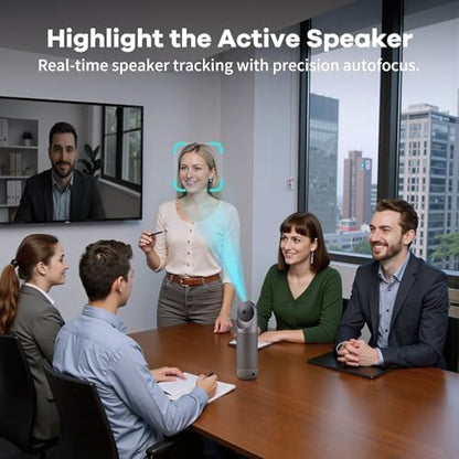 KanDao Meeting Pro 360-degree Video Conference Camera with Microphones and Speakers, AI Tracking, Smart Zooming, Automatic Focus, 4-in-one Standalone Meeting Room Camera System, Wi-fi/HDMI/USB - color: Black
