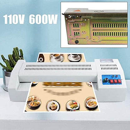 13" Thermal Laminator, 600W Desktop Laminating Machine A3/A4 4 Roller Hot&Cold Film Laminate for Home Office School (US Stock)