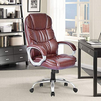 Office Chair Desk Chair Computer Chair Ergonomic Task Rolling Swivel Adjustable Stool High Back Executive Chair with Lumbar Support for Women Men,Brown - color: Brown