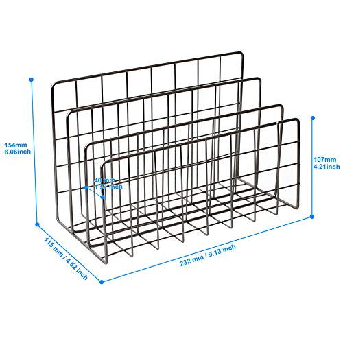 Desktop Mail Organizer File Organizer for Letters 3 Slot, Gray | Metal Wire Mail Sorter Letter Organizer Magazine Rack for Mails, Books, Postcards, Brochures, Mail Holder - color: Dark Gray