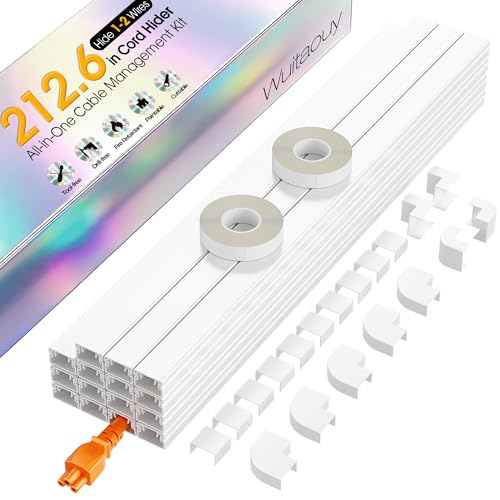 212.6in Cord Hider Kit, Cord Covers for 1 Wire on Wall, Self-Adhesive Cable Hider Wire Covers for Cords on Wall, Paintable Cord Hider for Walls Mount Tv, Cable Cover Raceway, W0.59 H0.4in, White - color: White, size: 212.6in L x 0.59in W x 0.4in H