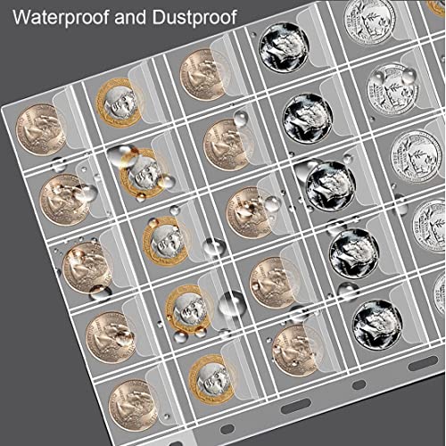 AITIME 30-Pocket Coin Sleeves, 10 Sheets Coin Pockets Pages for Binder - color: 10 Sheets-30 Pocket