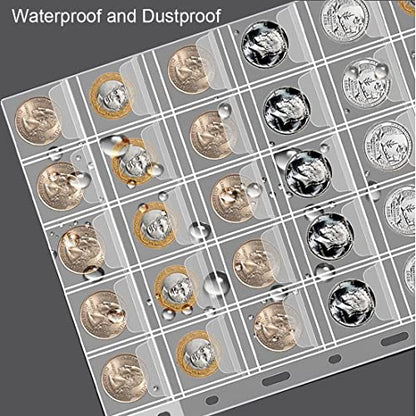 AITIME 30-Pocket Coin Sleeves, 10 Sheets Coin Pockets Pages for Binder - color: 10 Sheets-30 Pocket