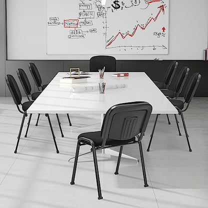 COSTWAY Waiting Room Chairs Set of 2, Stackable Conference Chairs with Upholstered Seat & Back, Ergonomic Office Guest Reception Chairs for Meeting Room, Reception Room, Office, Church, Black