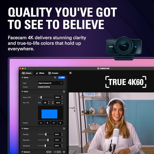 Elgato Facecam 4K, 4K60 Studio Webcam, DSLR-Like Control - style: Facecam 4K