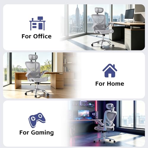 naspaluro Mesh Office Chair Breathable Desk Chair Flip-up Armrests - color: Grey