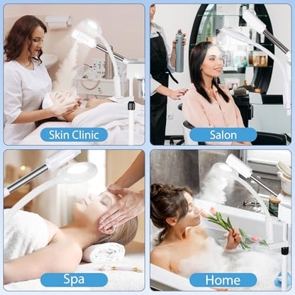 2 in 1 Facial Steamer 5X Magnifying Lamp - Hot Ozone Spa Machine, Mist Face Salon Beauty Skin Care Equipment - size: 2 in 1 Facial Steamer