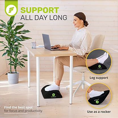 ErgoFoam Ergonomic Foot Rest Under Desk - Premium Velvet Soft Foam Footrest for Desk - Most Comfortable Desk Foot Rest in The World for Lumbar, Back, Knee Pain - Foot Stool Rocker (Black) - size: Regular