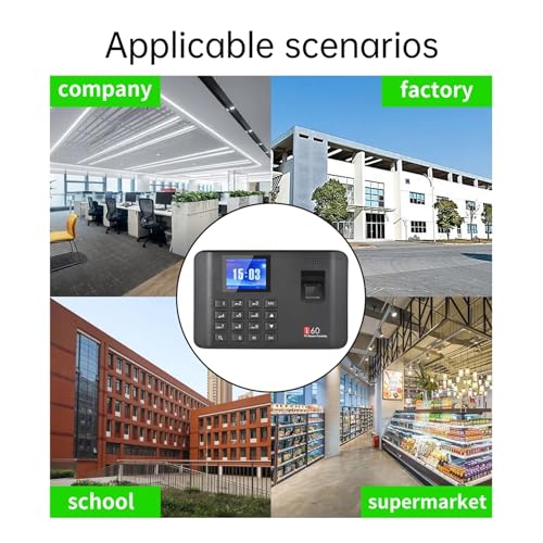 Intelligent Biometric Fingerprint Password Attendance Machine Time Clock Employee Checking-in Recorder LCD Screen Voice Prompt for Small Businesses(US add USB Disk) - size: US add USB disk