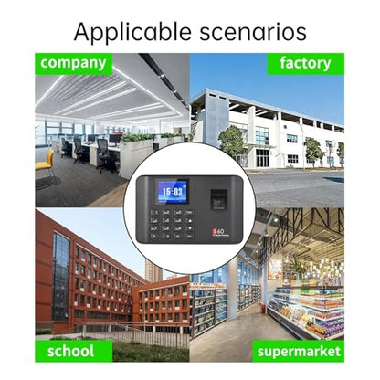 Intelligent Biometric Fingerprint Password Attendance Machine Time Clock Employee Checking-in Recorder LCD Screen Voice Prompt for Small Businesses(US add USB Disk) - size: US add USB disk