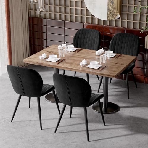 Dining Chairs Set of 4 Modern Velvet Dining Room Chairs Upholstered Dining Chairs with Thick Cushions Metal Legs Armless Back Chair for Kitchen and Living Room Black - color: Black（velvet）, size: Set of 4