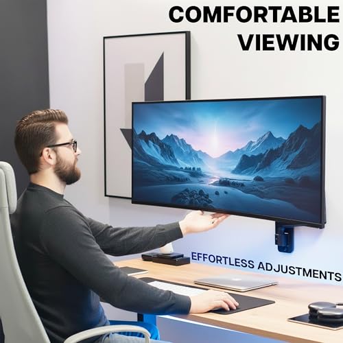 VIVO Premium Ultrawide Monitor Counterbalance Wall Mount for up to 49 inch Screens, Holds 44 lbs, Full Motion, Max VESA 100x100, Black, MOUNT-V101V - size: Up to 49", style: Single Mount